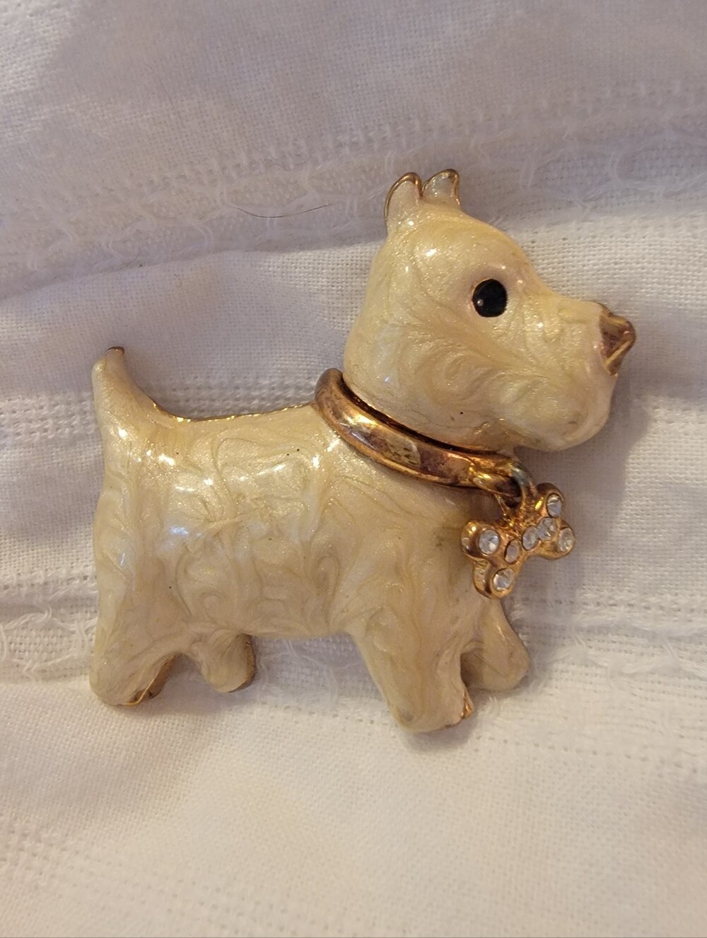Vintage Enamel Dog Brooch Terrier